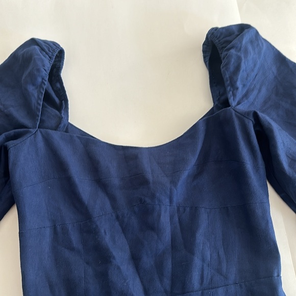 Reformation Danube linen puff sleeve maxi, side slit comfortable cool linen NWT - Picture 4 of 16